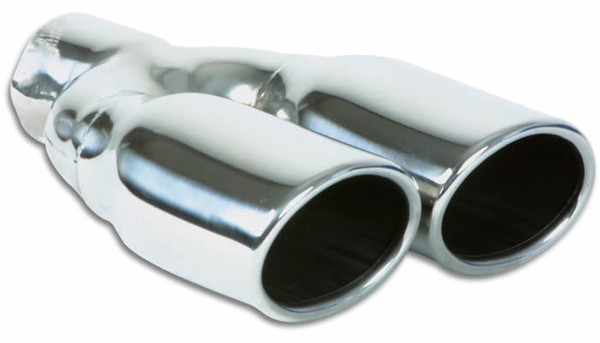 Vibrant Performance Weld-On Dual 3.25" x 2.75" Oval Stainless Steel Exhaust Tips (Single Wall, Angle Cut)