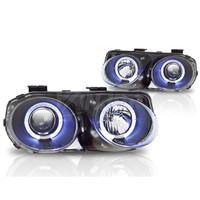 Winjet Projector Headlight Replacements  (Black / Clear) - Acura Integra 98-01