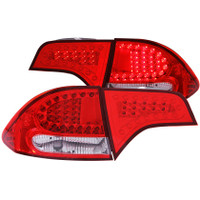ANZO 2006-2011 Honda Civic LED Taillights Red/Clear (4 Door)