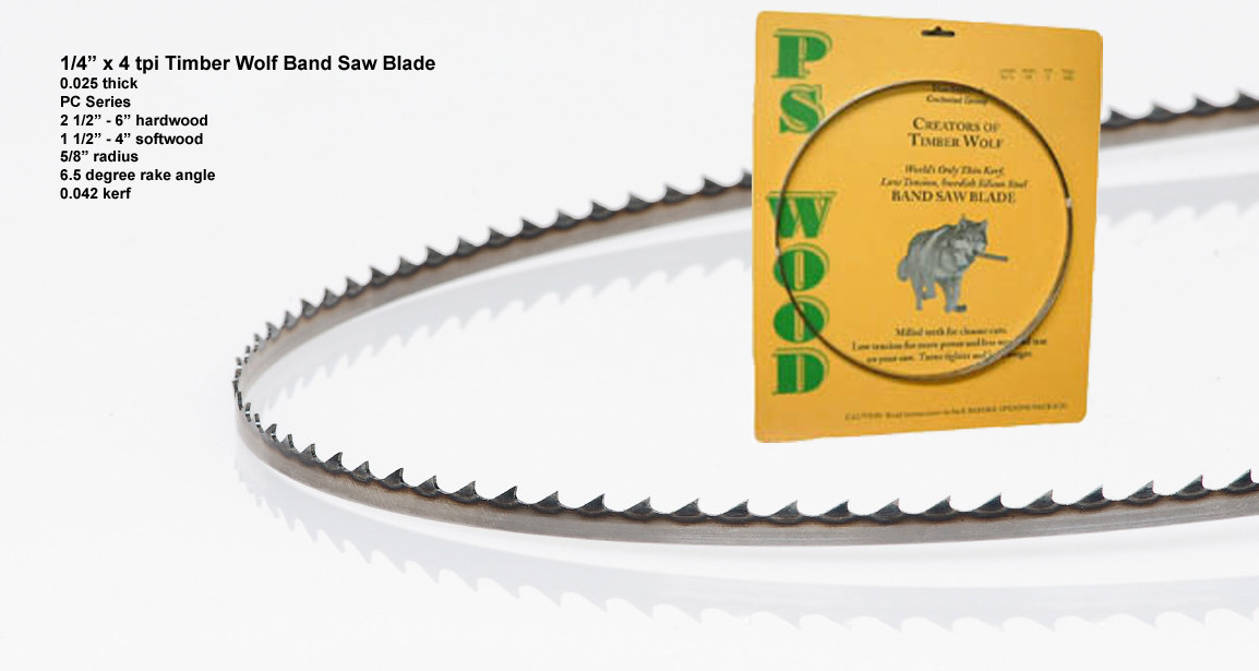 PS WOOD Timber Wolf Band Saw Blade 80'' X 3/16" X 10 TPI .025 THICK