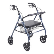 Heavy Duty Bariatric Blue Rollator Walker with Large Padded Seat - 10215bl-1