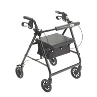 Black Rollator Walker with Fold Up and Removable Back Support and Padded Seat - r726bk