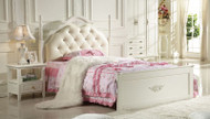 European queen bed w/ padded headboard- White