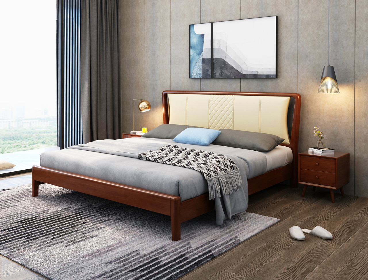 Solid cherry online platform bed