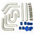 Universal Aluminum 2.5 in. Intercooler Pipes Kit with Blue Hose