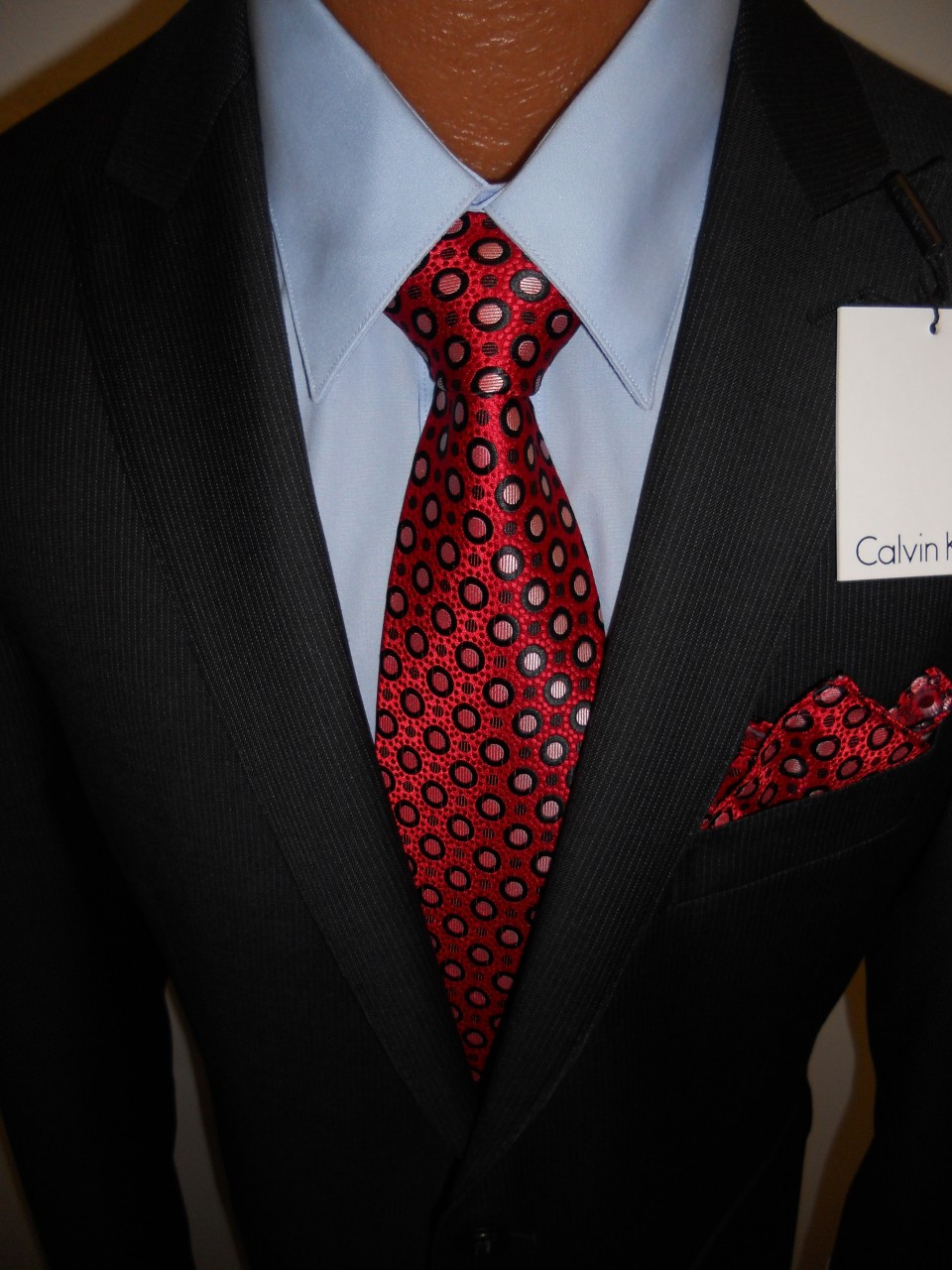 Men's Calvin Klein Pinstripe Suit - Dark Charcoal - S & K Suits