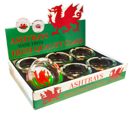 WELSH FLAG Design Glass Ashtray - Pack of 6