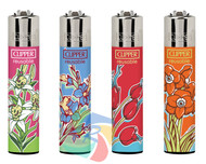 Clipper Flint Lighters with MUTANT FLOWERS Printed Design -  40 pack