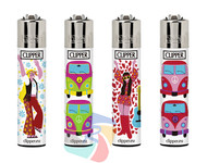 Clipper Flint Lighters with HIPPIE 3 Printed Design -  40 pack
