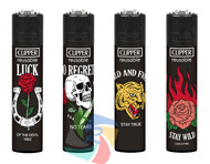 Clipper Flint Lighters with TATTOO SENTENCES Printed Design -  40 pack