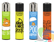 Clipper Flint Lighters with POOPING Design -  40 pack