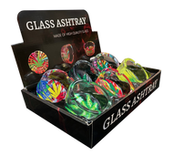 Leaf Brightly coloured Design Glass Ashtray - Pack of 6