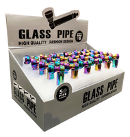 GLASS / METAL ANODISED LONG THUMB PIPES (Pack Size: 24)