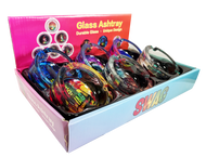  Rasta SWAG Brightly coloured Design Glass Ashtray - Pack of 6