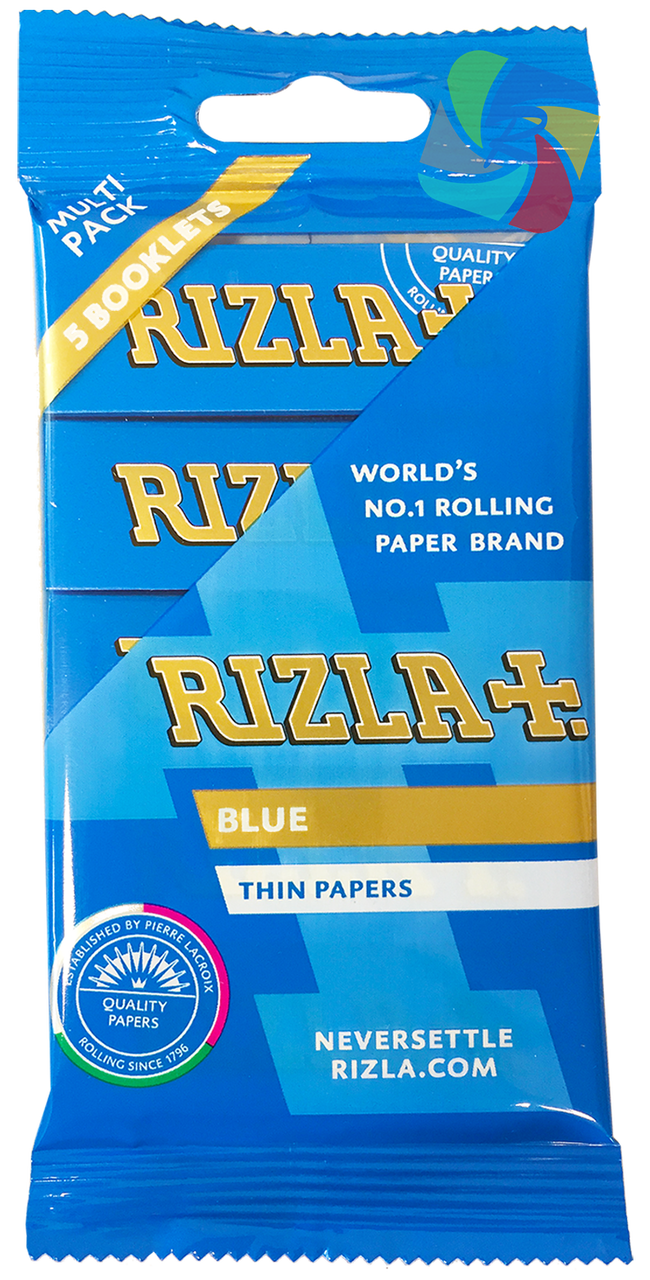 Set of 5x Rizla Blue Slim Rolling Paper with Grinder & Free Tips