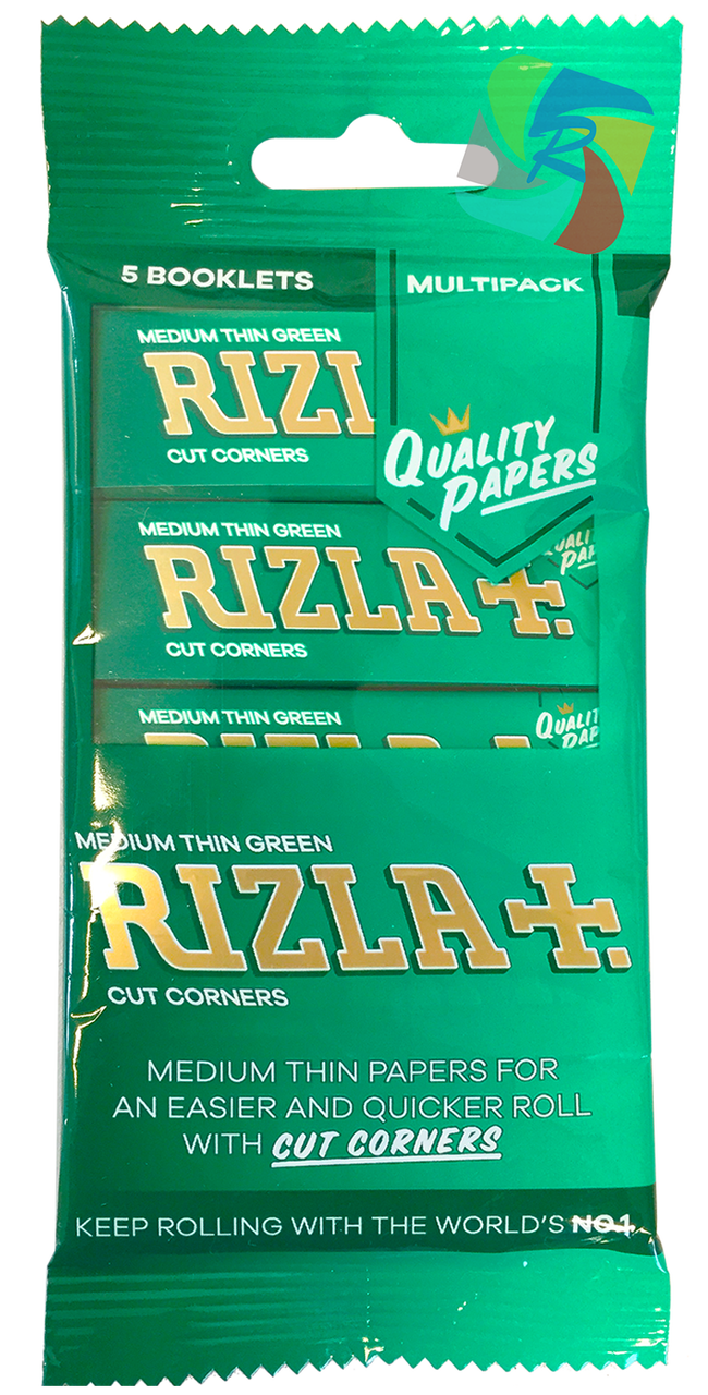Set of 5x Rizla Blue Slim Rolling Paper with Grinder & Free Tips