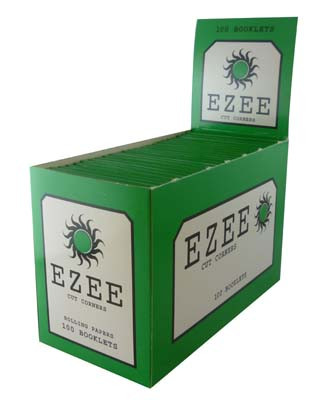 FULL BOX 100 BOOKLETS Ezee Green Tobacco Rolling Papers Cut Corners 