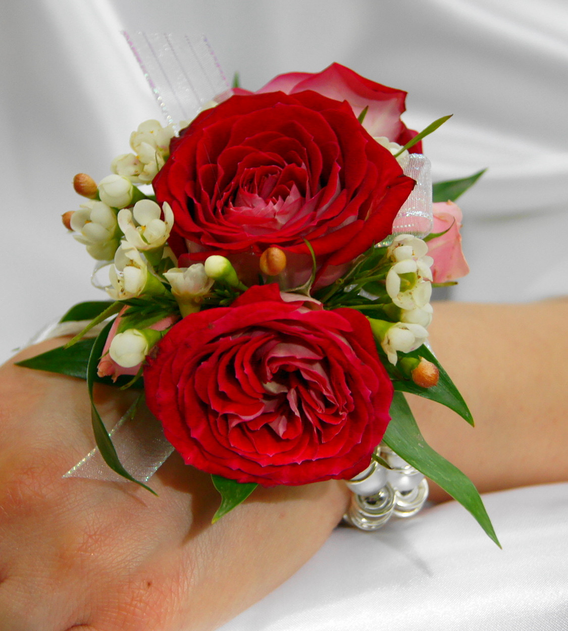 funeral corsage Rainbow rose funeral flowers heart wreath memorial artificial grave
