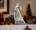 12" Santa Laser Cut Wood-Look Candle Votive Holder in Gray / White Wash Finish by Roman Inc.