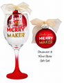 Christmas Wine Glass and Ornament Gift Set Shake your Merry Maker 