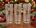 Set of Three Gold Christmas Holiday Shot Glasses - Jingle Juice