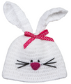 Plush Pink and White Baby Bunny Knit Hat