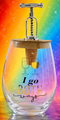 "I Go Both Ways" Mud Pie Corkscrew Bottle Stopper and Stemless Wine Glass