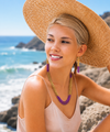 Marliegh Collection - Looped Chain Gold & Violet Necklace with Matching Earrings - Bulk Discounts