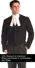 When purchased in combination with a Barrister's Robe receive a 10% discount.

Use coupon code: 10%OffPkg at checkout to receive 10% off your Waistcoat and Robe purchase.