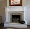 Our Oxford Mantel, Hampton Court Limestone Surround and one of our granite surround facing kits were combined for this customer along with the special custom wood raised hearth wrap.  Call for details and pricing!