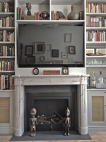 Louis XVI Marble Mantel in Cararra with Black Slate surround by MantelCraft
