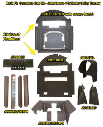 Qwik Fit Complete Cab Kit for John Deere 4 Cylinder ... 4840 john deere fuse box 
