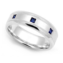 Bezel set Blue Sapphire Milgrain Ring