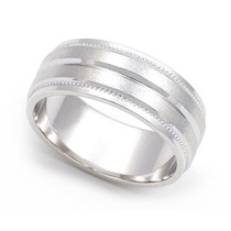Sectioned Milgrain Wedding Ring 7.5mm