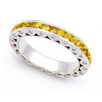 Diamond and Yellow Sapphire Eternity Ring
