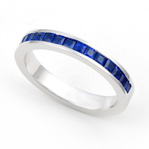 Channel set Blue Sapphire Half Eternity Ring
