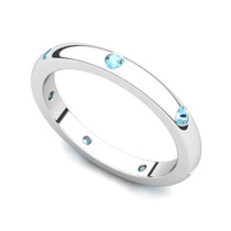 Bezel set Classic Semi Eternity Aquamarine Ring