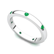 Bezel set Classic Semi Eternity Emerald Ring