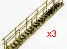 3 Complete stairways with handrails. 1/48 scale. 40 deg angle 
