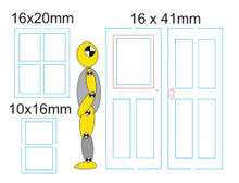 window and door sizes shown against a 5ft 10" 1/48 scale figure