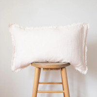 Linen Fringed Pillow Cover - Blush