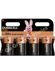 Duracell D Size Plus Power Alkaline Batteries (LR20) 4 Pack