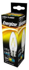 Energizer BC 2.4 Watt LED Candle. 250 Lumens. Equivalent - 25W (Clear/Warm White)