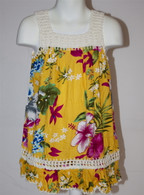Girl's Hawaiian Floral Crochet Dress in Dark Yellow