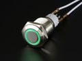 Rugged Metal On/Off Switch with Green LED Ring - 16mm Green On/Off