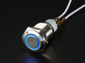 Rugged Metal On/Off Switch with Blue LED Ring - 16mm Blue On/Off