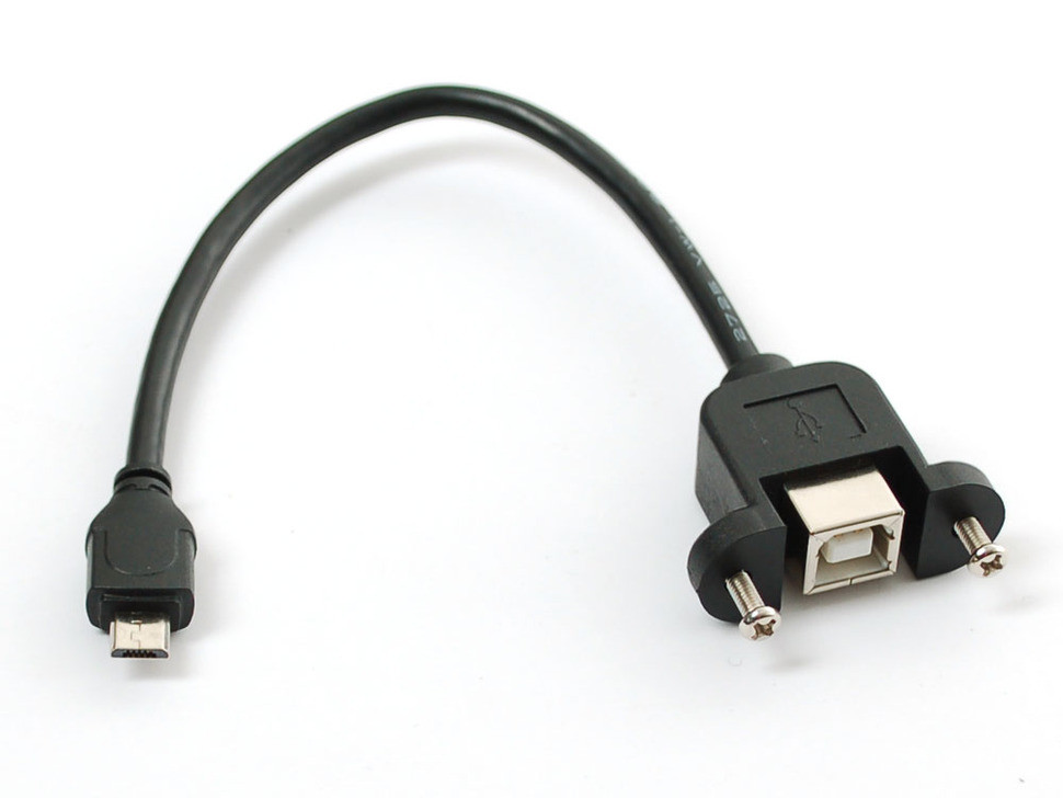 Panel Mount USB Cable - B Female To Micro-B Male - CRCibernética