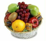 Fresh fruit and goodies. We use the freshest fruit we can find on the day we deliver the gift.