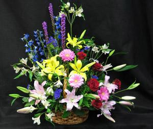 A large multi-coloured tribute of mixed seasonal flowers. A grand expression of your sympathy.
