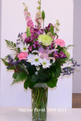 Mixed flower vase. Hatcher's uses the freshest flowers, local, Eco and imported to create your lovely gift.